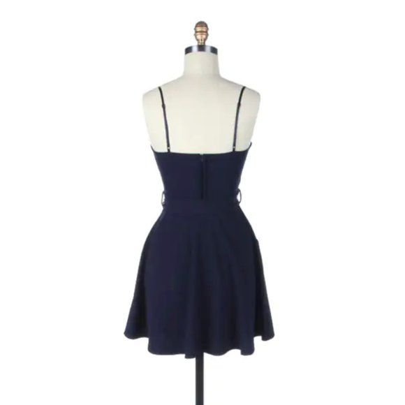 Dry Goods | Navy Ruffle Belted Skater Dress - Picture 5 of 8